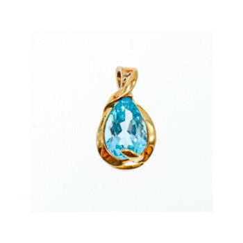 925 STERLING SILVER GOLD PLATED BLUE SPINEL PENDANT