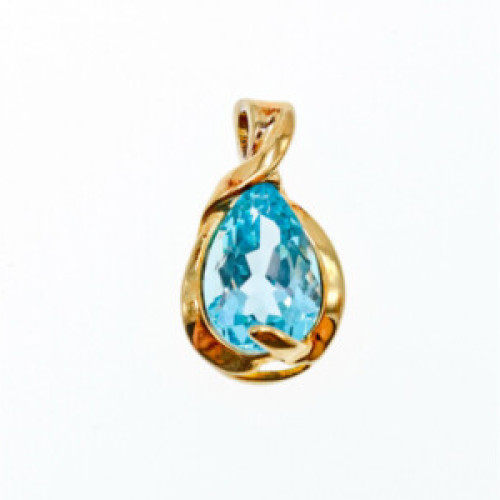925 Sterling Silver Gold Plated Blue Spinel Pendant