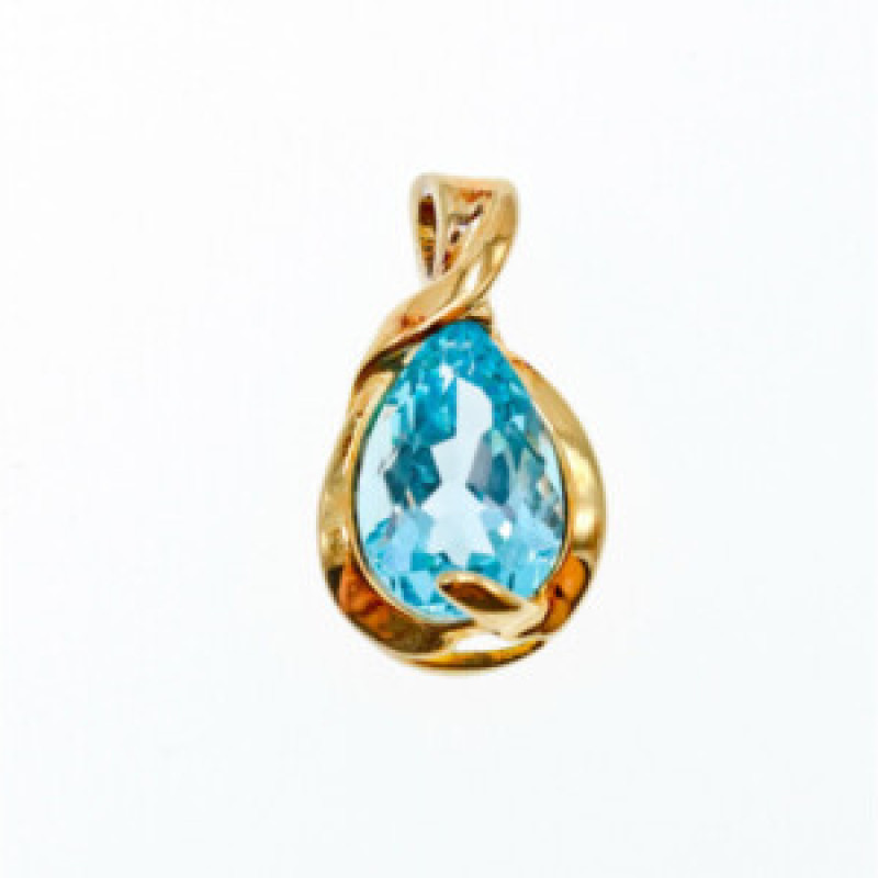 925 Sterling Silver Gold Plated Blue Spinel Pendant