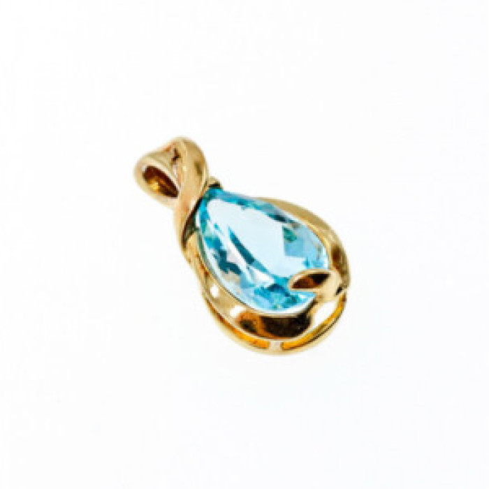 925 Sterling Silver Gold Plated Blue Spinel Pendant