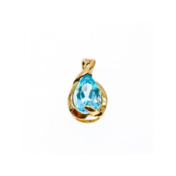 925 STERLING SILVER GOLD PLATED BLUE SPINEL PENDANT