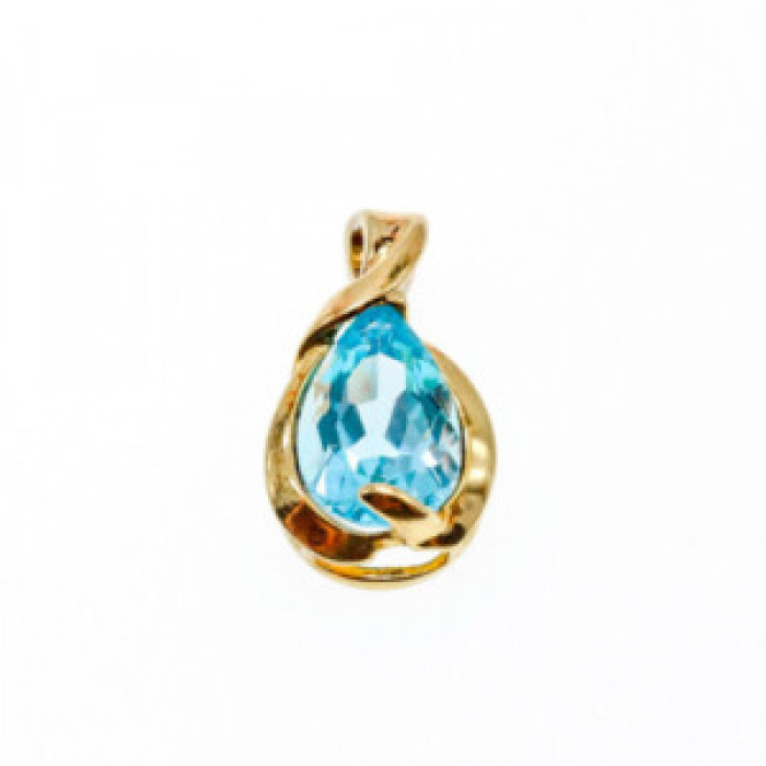 925 Sterling Silver Gold Plated Blue Spinel Pendant