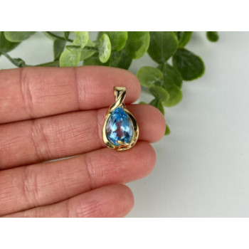 925 STERLING SILVER GOLD PLATED BLUE SPINEL PENDANT