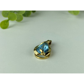 925 STERLING SILVER GOLD PLATED BLUE SPINEL PENDANT
