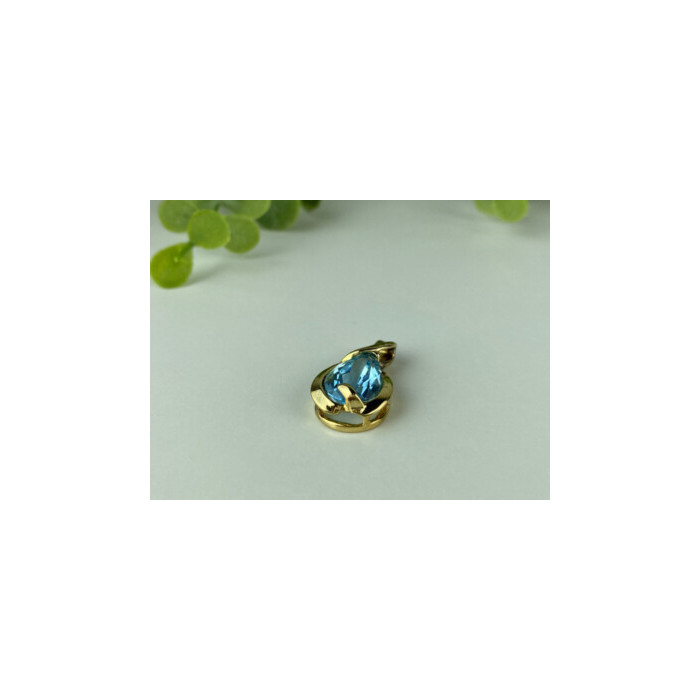 925 STERLING SILVER GOLD PLATED BLUE SPINEL PENDANT