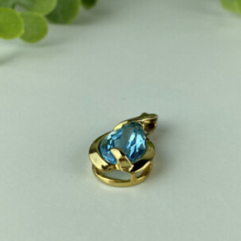 925 Sterling Silver Gold Plated Blue Spinel Pendant
