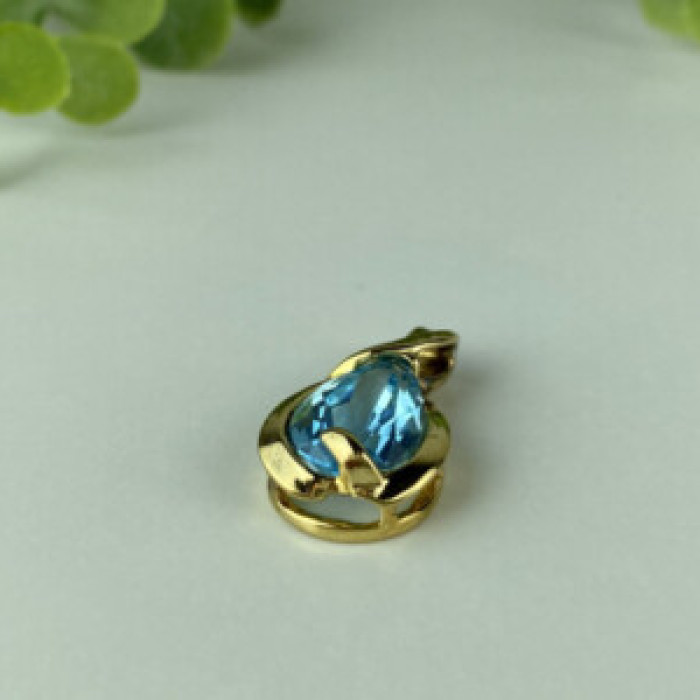 925 Sterling Silver Gold Plated Blue Spinel Pendant