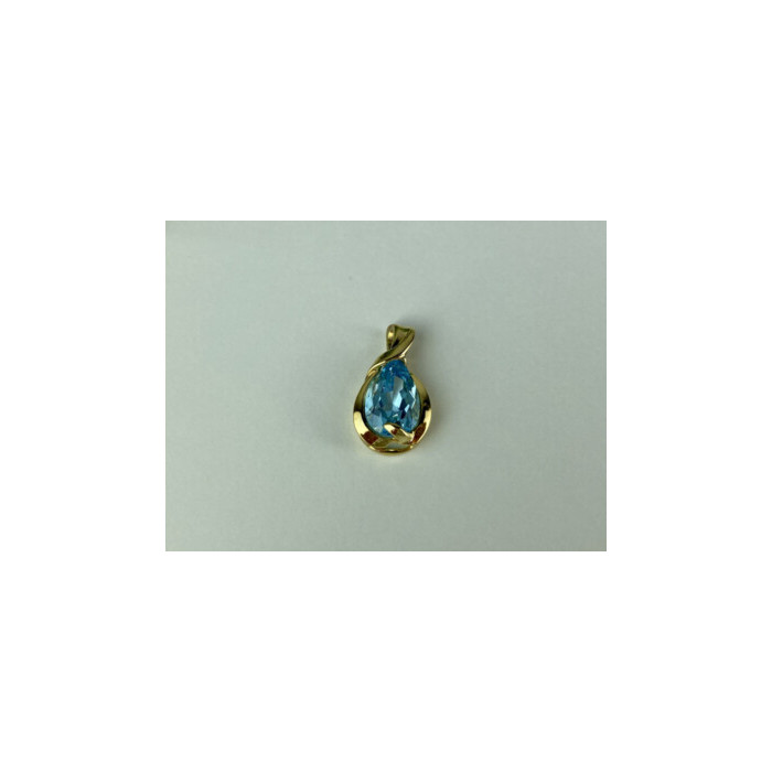 925 STERLING SILVER GOLD PLATED BLUE SPINEL PENDANT