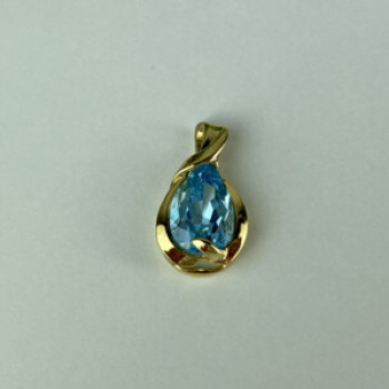 925 Sterling Silver Gold Plated Blue Spinel Pendant
