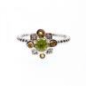 925 Sterling Silver Peridot, Citrine & White Sapphire Ring Size 7