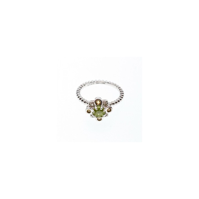 925 Sterling Silver Peridot, Citrine & White Sapphire Ring Size 7