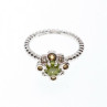 925 Sterling Silver Peridot, Citrine & White Sapphire Ring Size 7