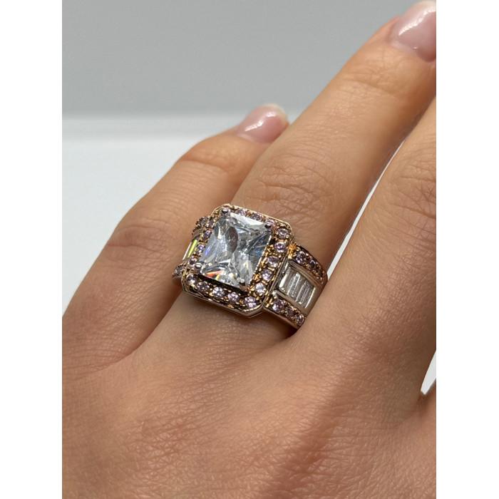 925 Sterling Silver Pink & White CZ Ring Size 7