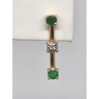 10K YELLOW GOLD EMERALD & DIAMOND EARRINGS & NECKLACE  SET
