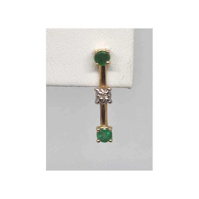 10K YELLOW GOLD EMERALD & DIAMOND EARRINGS & NECKLACE  SET