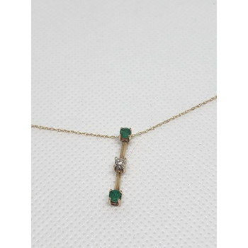 10K YELLOW GOLD EMERALD & DIAMOND EARRINGS & NECKLACE  SET