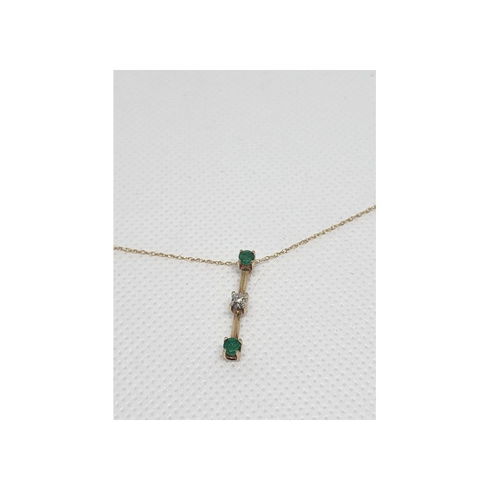 10K YELLOW GOLD EMERALD & DIAMOND EARRINGS & NECKLACE  SET