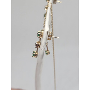 10K YELLOW GOLD EMERALD & DIAMOND EARRINGS & NECKLACE  SET