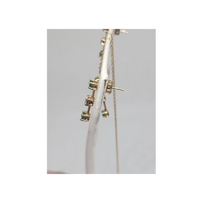 10K YELLOW GOLD EMERALD & DIAMOND EARRINGS & NECKLACE  SET