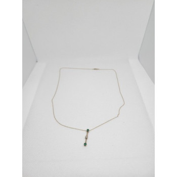 10K YELLOW GOLD EMERALD & DIAMOND EARRINGS & NECKLACE  SET