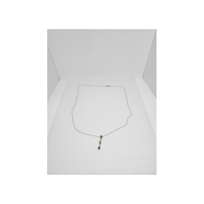 10K YELLOW GOLD EMERALD & DIAMOND EARRINGS & NECKLACE  SET