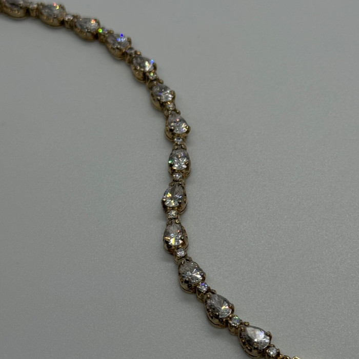925 Sterling Silver Gold Plated CZ Bracelet