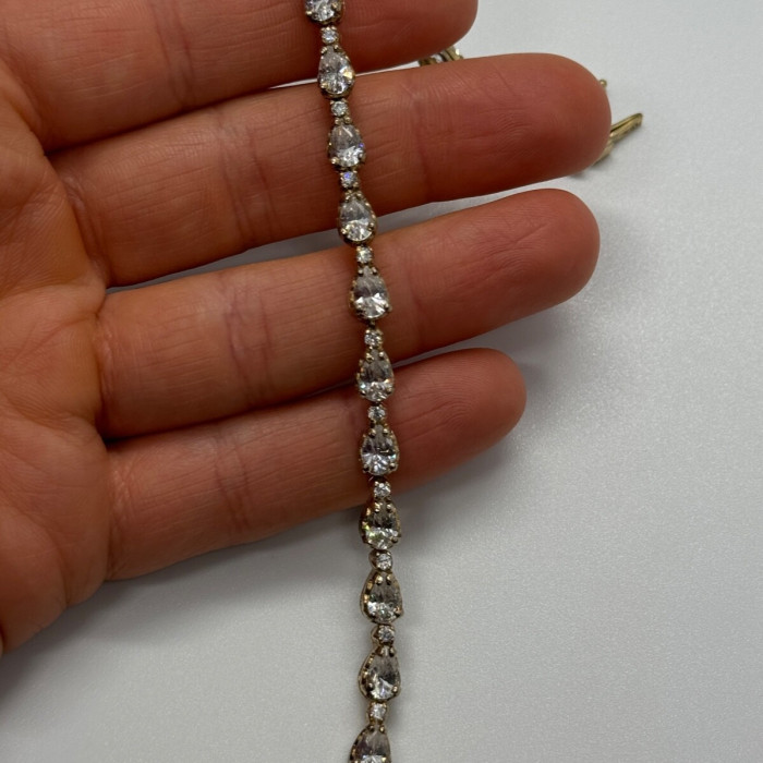 925 Sterling Silver Gold Plated CZ Bracelet