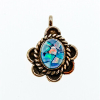 925 Sterling Silver Mosaic Opal Pendant