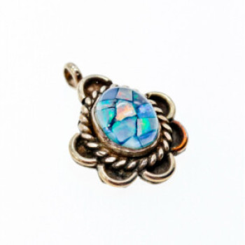 925 Sterling Silver Mosaic Opal Pendant