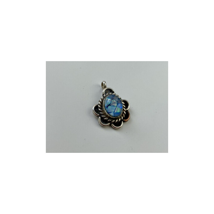 925 Sterling Silver Mosaic Opal Pendant