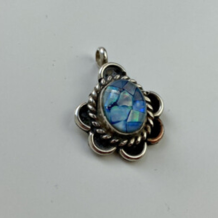 925 Sterling Silver Mosaic Opal Pendant