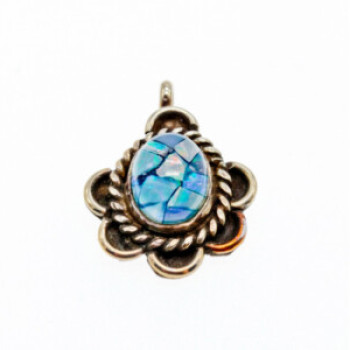 925 Sterling Silver Mosaic Opal Pendant