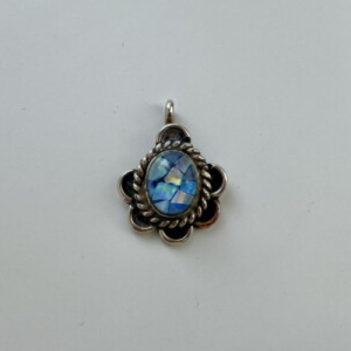 925 Sterling Silver Mosaic Opal Pendant
