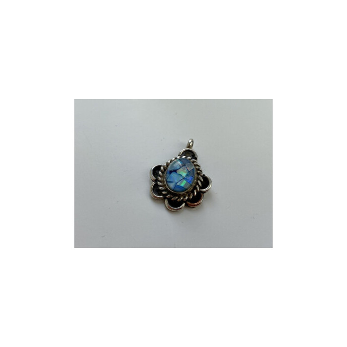 925 Sterling Silver Mosaic Opal Pendant
