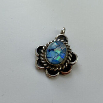 925 Sterling Silver Mosaic Opal Pendant