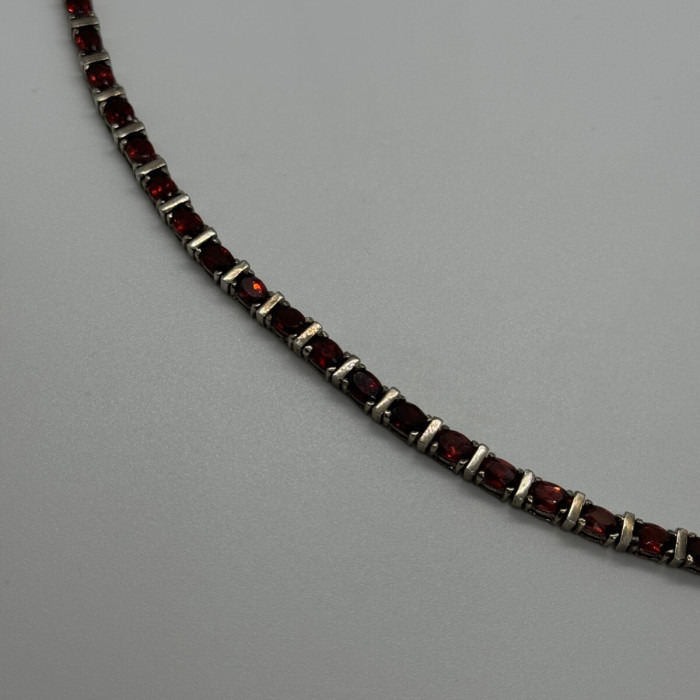 925 Sterling Silver Garnet Bracelet