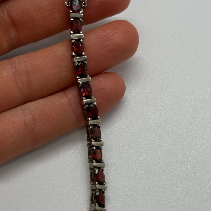 925 Sterling Silver Garnet Bracelet