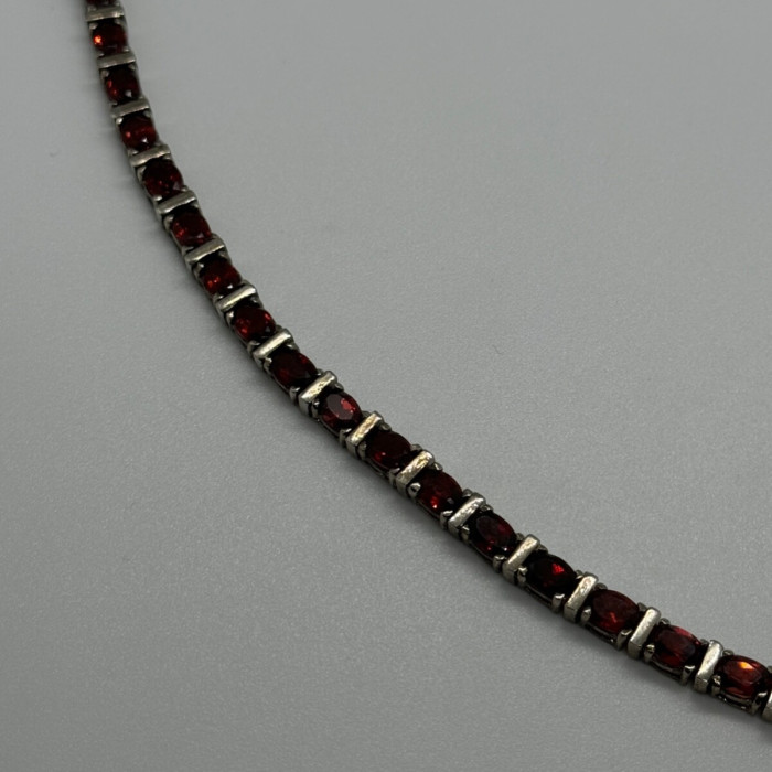 925 Sterling Silver Garnet Bracelet