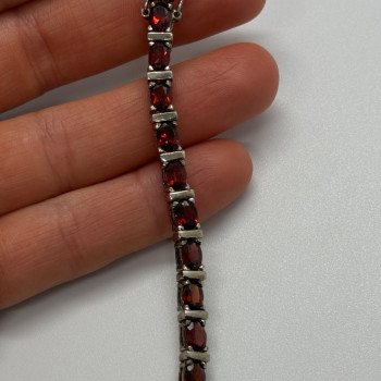 925 Sterling Silver Garnet Bracelet