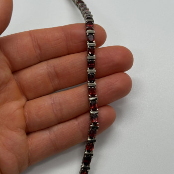 925 Sterling Silver Garnet Bracelet
