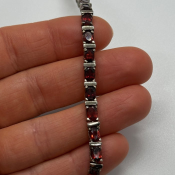 925 Sterling Silver Garnet Bracelet