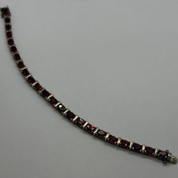 925 Sterling Silver Garnet Bracelet