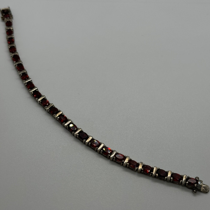 925 Sterling Silver Garnet Bracelet