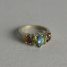 925 Sterling Silver Multi Gemstones Ring Size 7