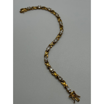 925 STERLING SILVER GOLD PLATED CZ BRACELET