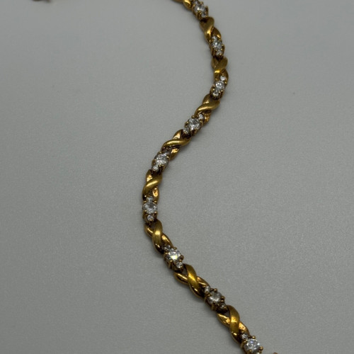 925 Sterling Silver Gold Plated CZ Bracelet