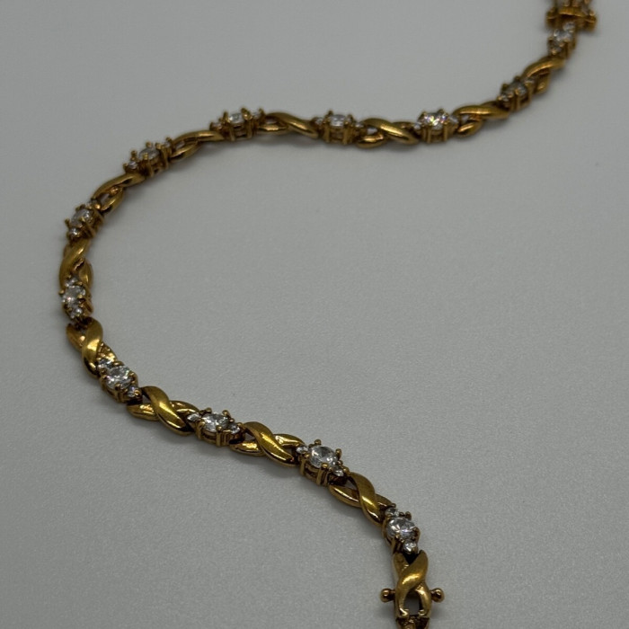 925 Sterling Silver Gold Plated CZ Bracelet