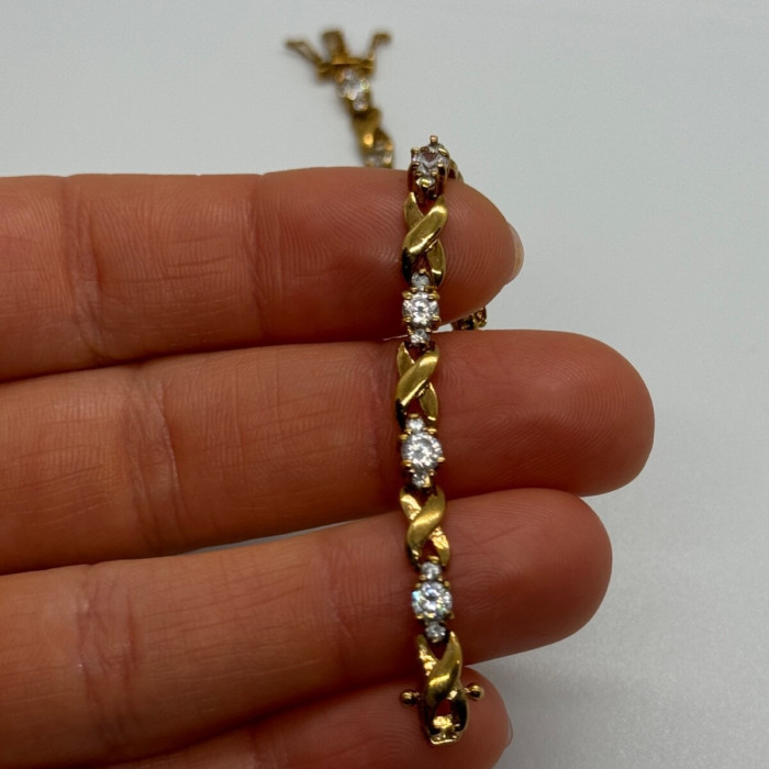 925 Sterling Silver Gold Plated CZ Bracelet
