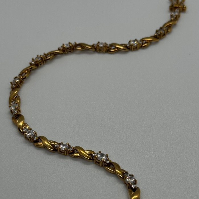 925 Sterling Silver Gold Plated CZ Bracelet