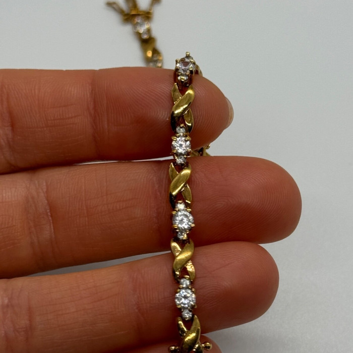 925 Sterling Silver Gold Plated CZ Bracelet